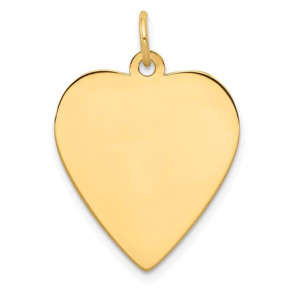 Kazi Luxury 14k Yellow Gold Plain .035 Gauge Engravable Heart Disc Charm
